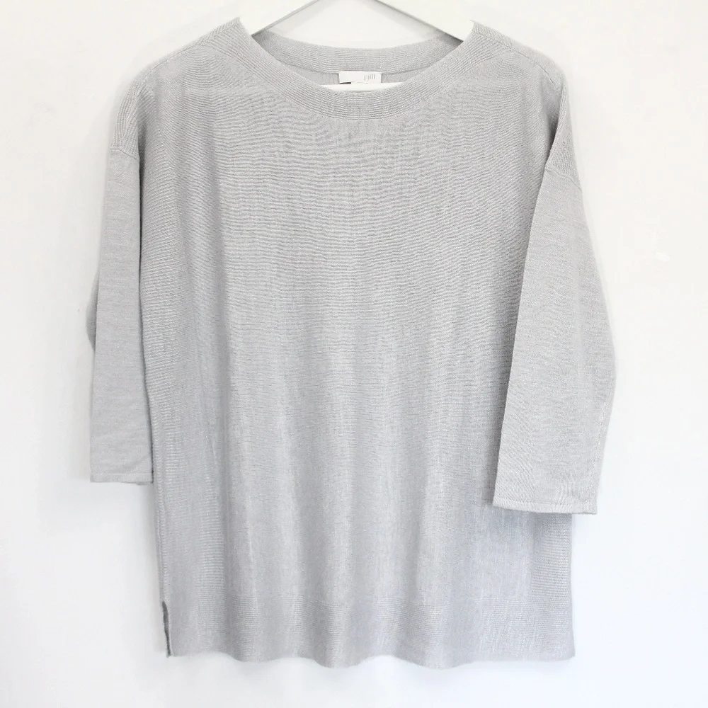 J Jill Lightweight Sweater Women XS Linen Blend Top casual gray